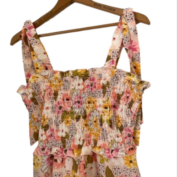 New! Lily Rose Smocked Dress with Ties - Blush Rose Mini Dress - Picture 5 of 6